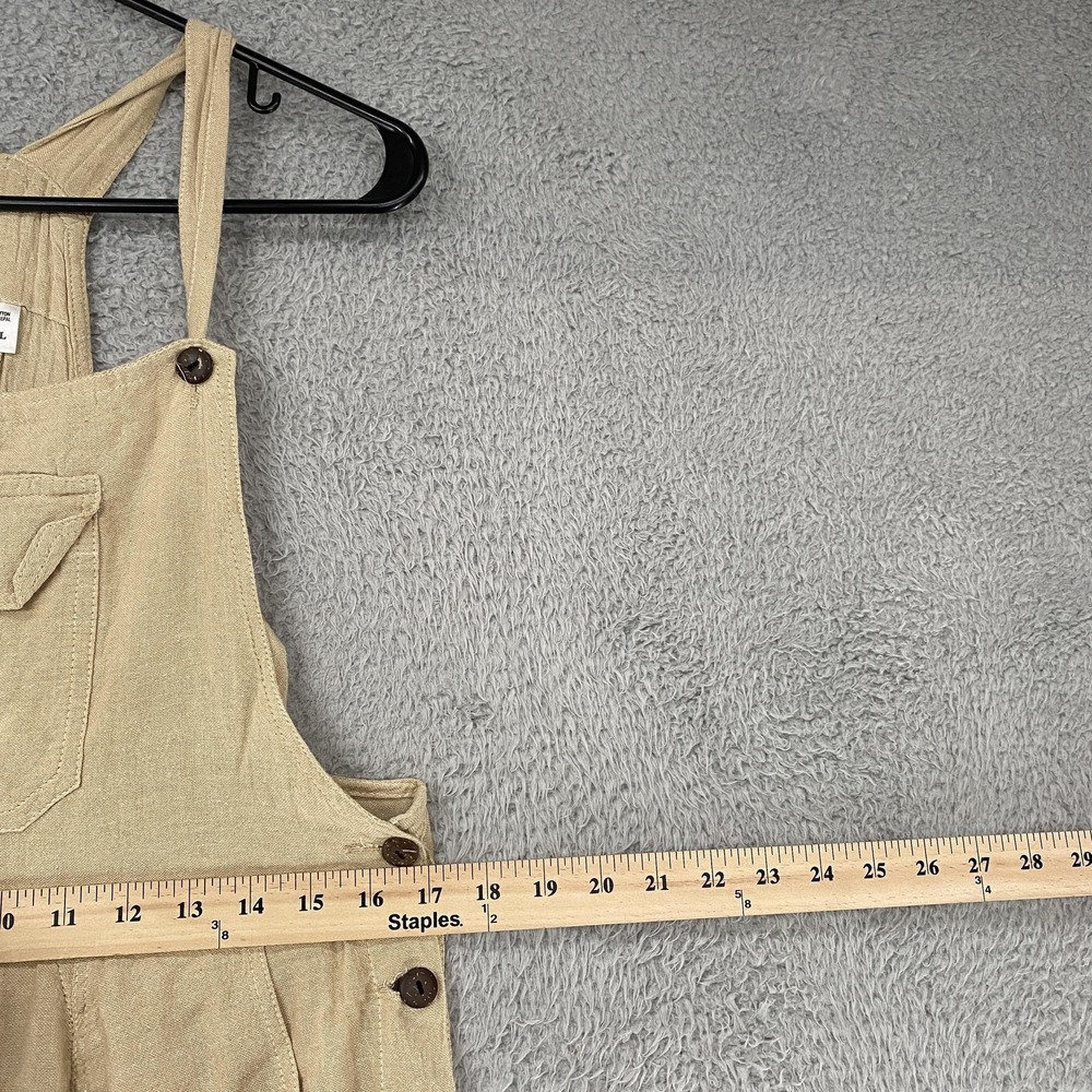 Boho Harem Overalls Jumpsuit Womens L/XL Beige Cotton Drop Crotch Loose Baggy - Picture 5 of 13